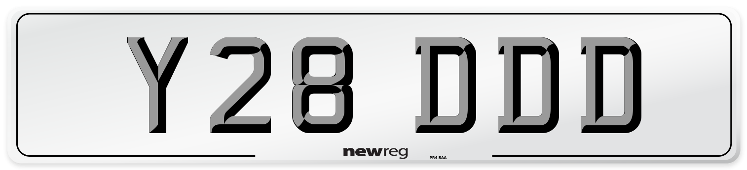 Y28 DDD Number Plate from New Reg